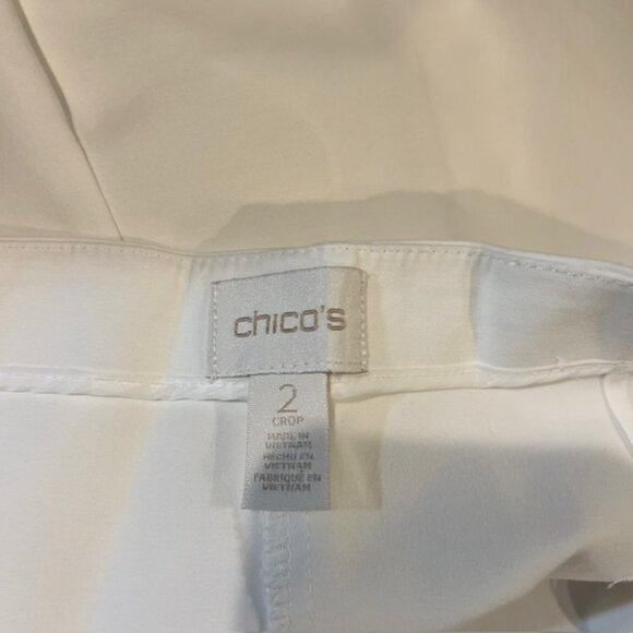 Chico's White Crop Pants W/ Side Zip Size L/12 - Picture 9 of 9